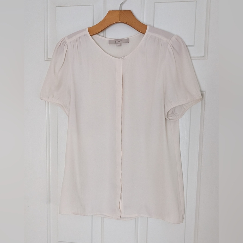 LOFT Button Front Top With Short Sleeves